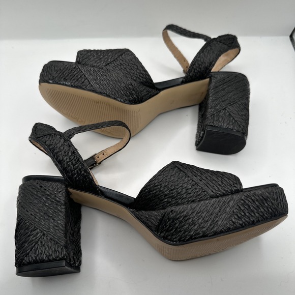 NEW Calvin Klein Lessia Ankle Strap Block Platform Heel Raffia Woven Sz 7 1/2 - Picture 5 of 10
